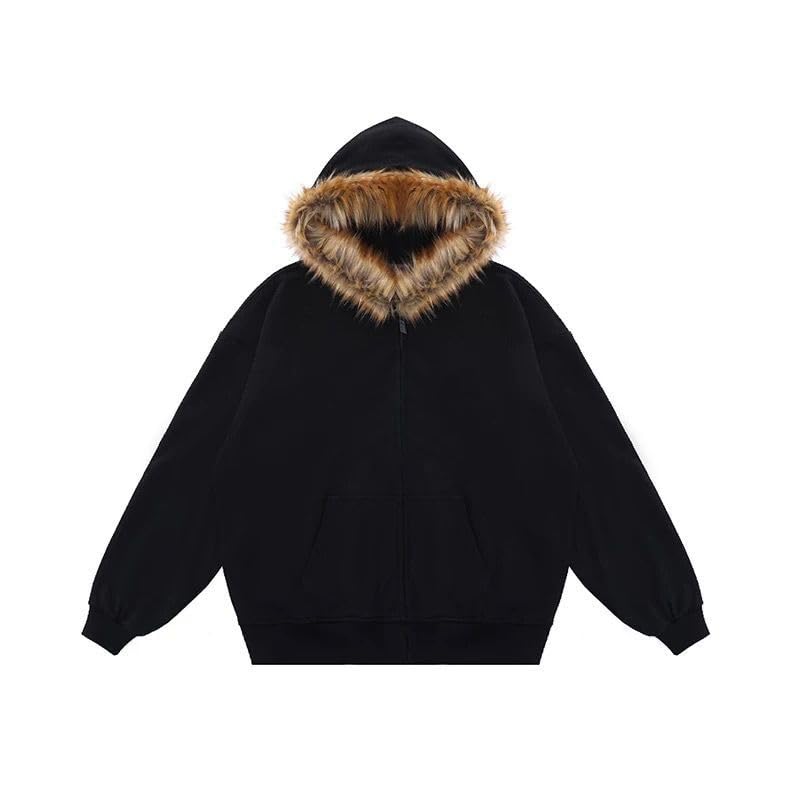 Amazon.com: Dynict Women's Y2K Zip Up Hoodies with Fur Hood Winter